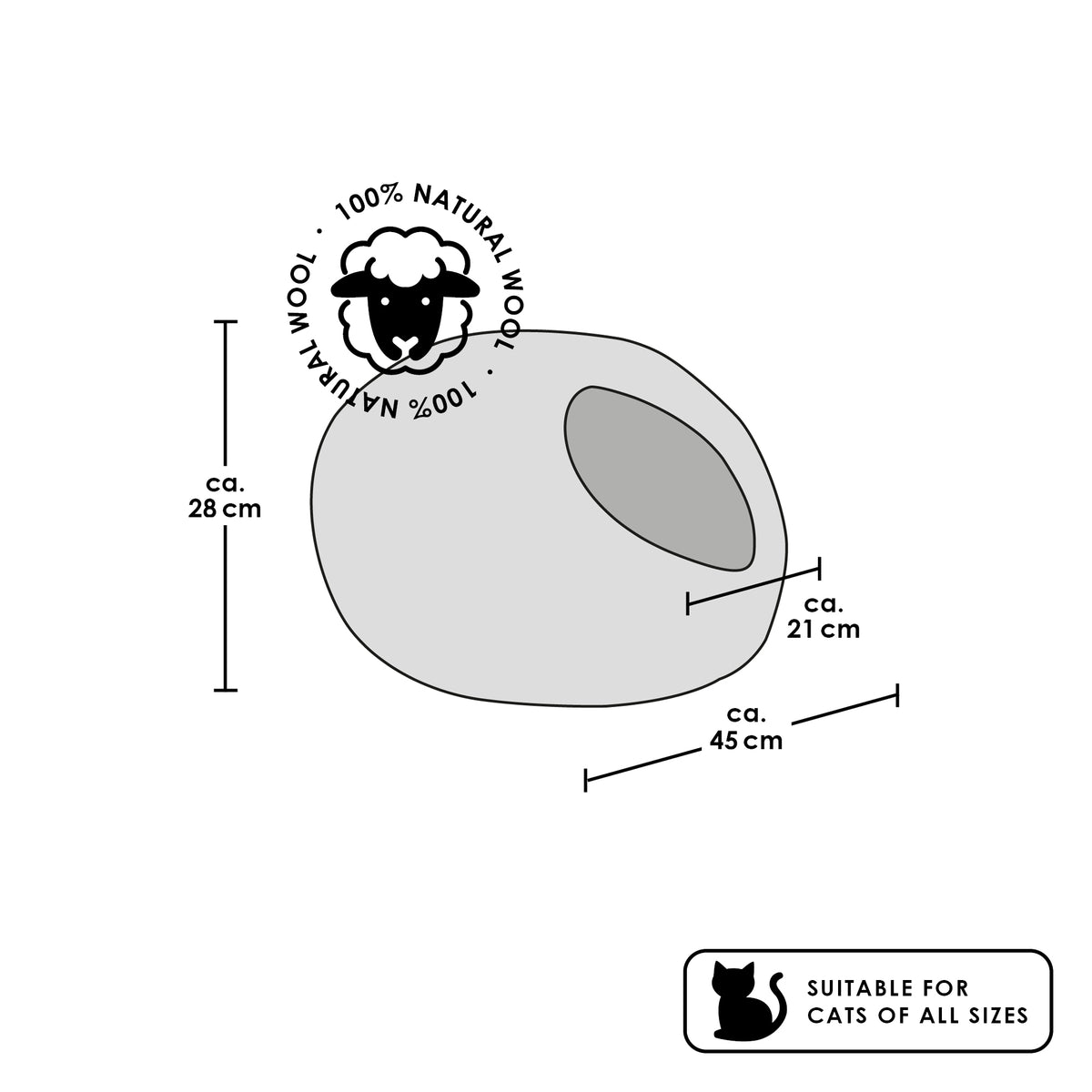 LucyBalu Pebble Filzhöhle Abmessungen