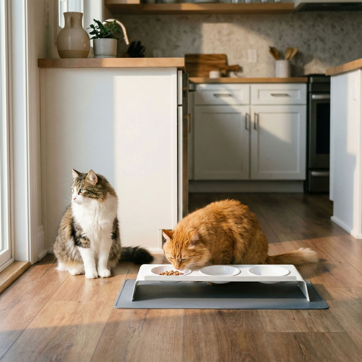 SQUARE Tapis de bol pour chats en silicone | rectangulaire