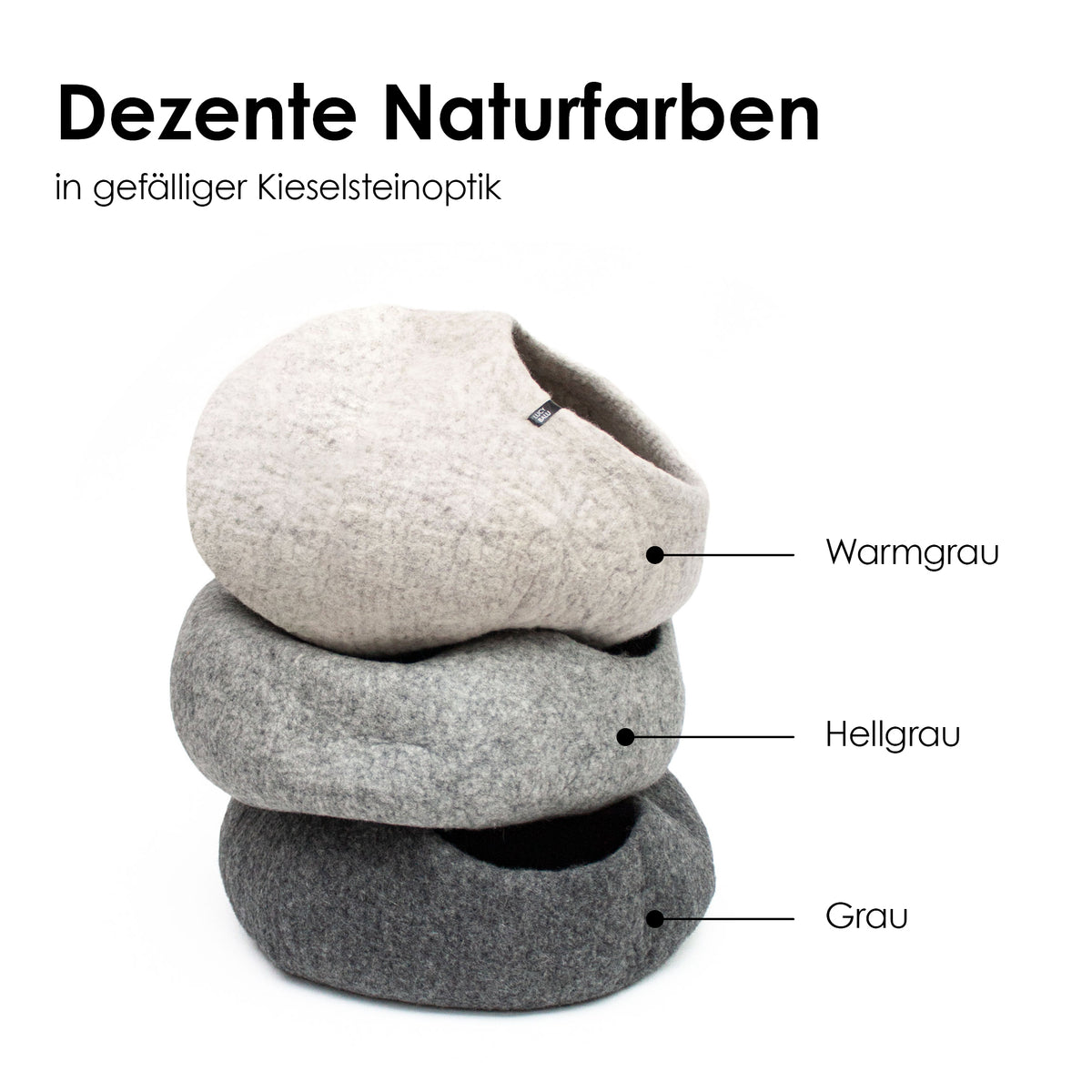 Katzenhöhle aus Filz in naur Farben